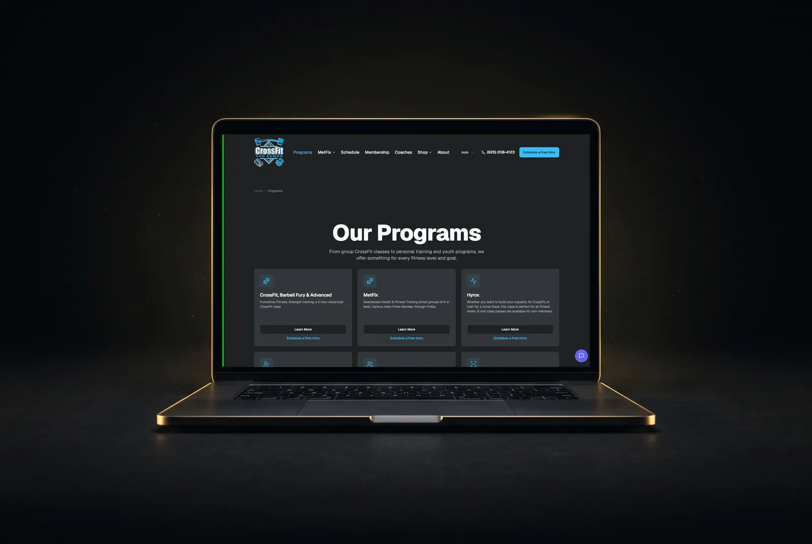 CrossFit San Ramon programs page on a laptop