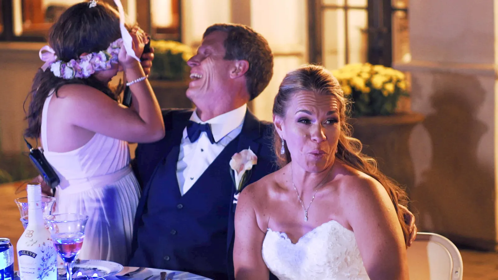 Wedding reception speeches, cinematic still